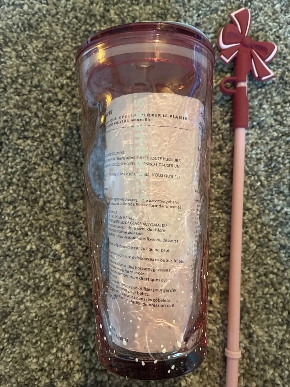 Starbucks Pink Winter Wonderland Cold Cup With Bow Straw Topper